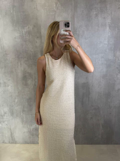VESTIDO MIDI NADADOR EM MALHA TRICOT OFF WHITE na internet