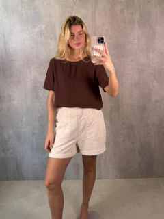 BLUSA MANGA CREPE CHOCO. - loja online