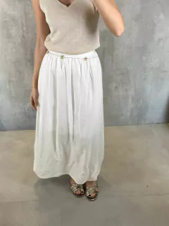 SAIA MIDI EVASE RAYON OFF WHITE - comprar online