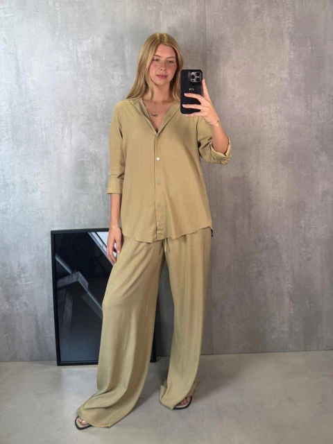 CALÇA PANTALONA RESORT VISCOSE KHAKI DESERT - comprar online