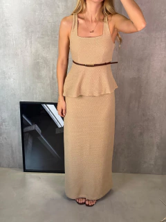 Imagem do SAIA MIDI RETA EM MALHA TRICOT AREIA