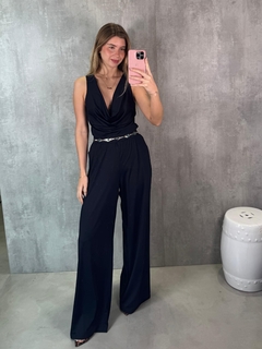 CALÇA PANTALONA EM MALHA FRIA PRETA