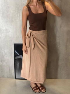 Imagem do SAIA MIDI PAREÔ VISCOSE TURATTI AREIA