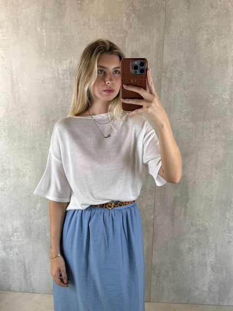 T-SHIRT EM TRICOT BRANCA