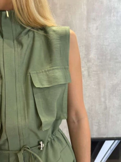 COLETE PARKA SARJADO ZIPER VERDE SELVA - loja online