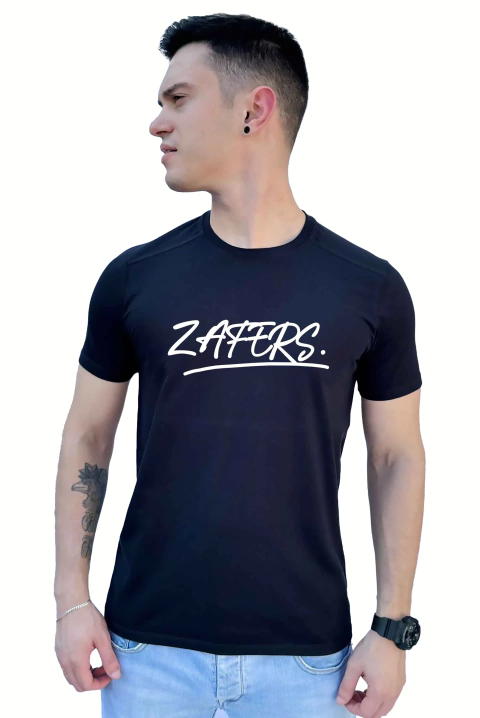 Camisa Zafers Escrita Frente Poliamida Preta - comprar online