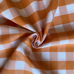 Tecido Tricoline Xadrez Gde 30xm Tinto Vichy Laranja 100% Algodão na internet