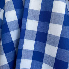 Tecido Tricoline Xadrez Gde 30xm Tinto Vichy Azul Royal 100% Algodão