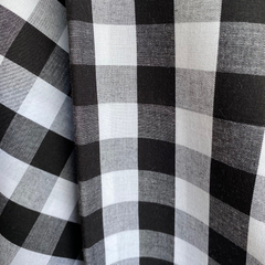 Tecido Tricoline Xadrez Gde 30xm Tinto Vichy P&B 100% Algodão