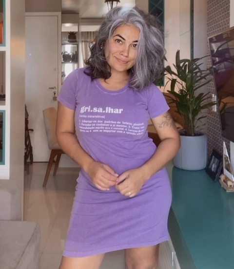 Vestido de Manga Curto Grisalhar