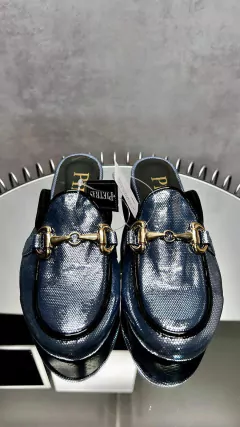 MULE GUCCI METAL CELESTE #0132/C - PIETRAS