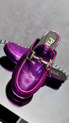 MULE GUCCI METAL FUCSIA #0132/E - comprar online