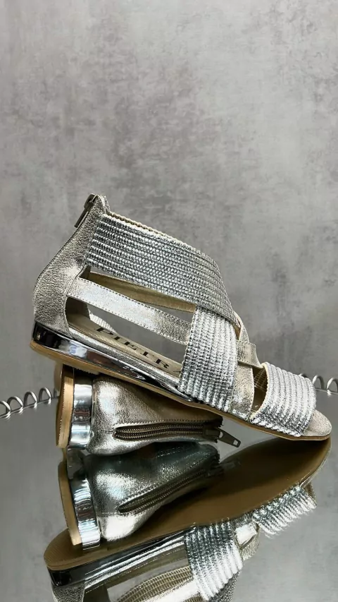 SANDALIA ROMANA METAL PLATA #0038