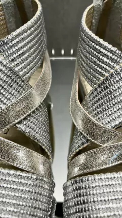 SANDALIA ROMANA METAL PLATA #0038 - PIETRAS