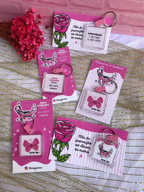 Arquivo digital _ Cartão + chaveiro - OUTUBRO ROSA - comprar online