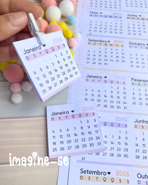 Arquivo digital _ BLOCO MIOLO DE CALENDÁRIO DE GELADEIRA 2026_MODELO FOFO Cores pastéis - comprar online