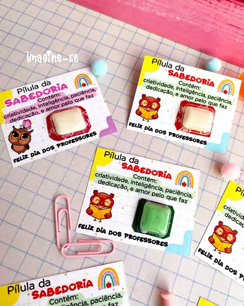 Arquivo digital _ Cartão CHICLETE PÍLULA DA SABEDORIA_ DIA DOS PROFESSORES - comprar online