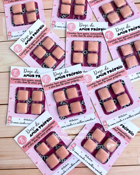 Arquivo digital _ Cartão para chiclete dose de amor próprio 4 chicletes