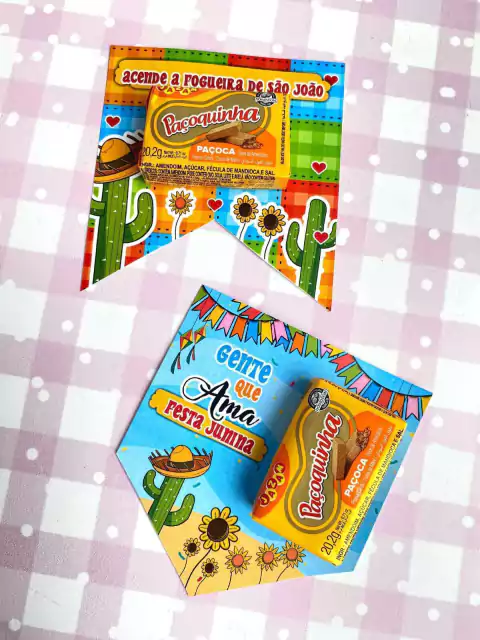 Arquivo digital _ Cartão festa junina BANDEIRINHA - PARA PINGO DE LEITE, PAÇOCA, PÉ DE MOLEQUE