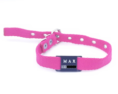 Chapita Pasador anodizado para collares de 2cm de ancho color negro+collar fucsia
