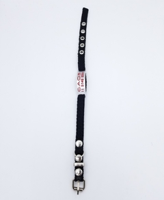 Chapita pasador de gatos + Collar NO elastizado negro - tienda online