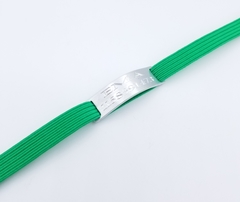 Imagen de Chapita pasador de gatos natural+ Collar elastizado verde