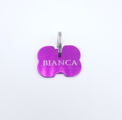 Magnus canin hueso mediano anodizado color violeta - Medallas para Perros