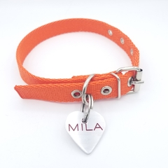 Chapita corazon + collar naranja