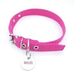 Chapita redonda chica+ collar fucsia en internet