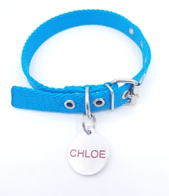 Imagen de Chapita redonda grande+ collar turquesa