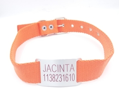 Chapita Pasador para collares de 3cm de ancho + collar naranja