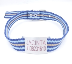 Chapita Pasador para collares de 3cm de ancho + collar tricolor azul beige celeste - comprar online