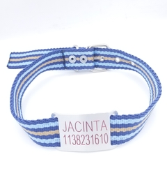 Chapita Pasador para collares de 3cm de ancho + collar tricolor azul beige celeste en internet