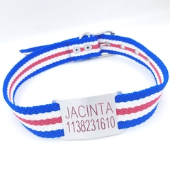 Chapita Pasador para collares de 3cm de ancho + collar tricolor azul fucsia blanco - comprar online