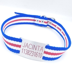 Chapita Pasador para collares de 3cm de ancho + collar tricolor azul fucsia blanco en internet