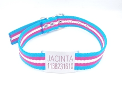 Chapita Pasador para collares de 3cm de ancho + collar tricolor turquesa fucsia blanco