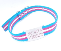 Chapita Pasador para collares de 3cm de ancho + collar tricolor turquesa fucsia blanco - comprar online
