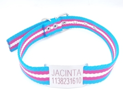 Chapita Pasador para collares de 3cm de ancho + collar tricolor turquesa fucsia blanco en internet
