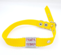 Chapita pasador para collares de 2cm de ancho + collar color amarillo en internet
