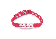 Chapita pasador de gatos + Collar NO elastizado rojo