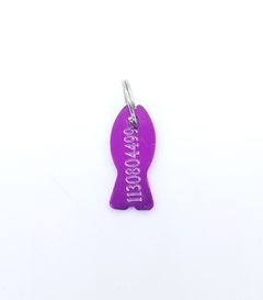 Pescadito para gatos color violeta - Medallas para Perros