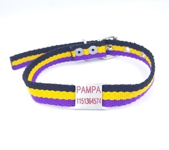 Chapita pasador para collares de 2cm de ancho + collar negro amarillo violeta