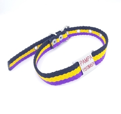 Chapita pasador para collares de 2cm de ancho + collar negro amarillo violeta en internet