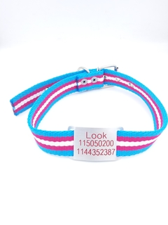 Chapita pasador para collares de 3cm de ancho con DOS telefonos - Medallas para Perros