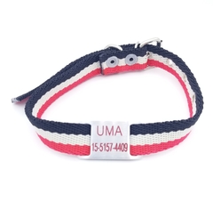 Chapita pasador para collares de 2cm de ancho + Collar negro blanco rojo