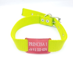 Chapita Pasador anodizado para collares de 3cm de ancho color Rojo + collar VERDE MANZANA