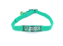 Chapita Con Cara De Gatito + Collar 1 Cm Elastizado Verde en internet