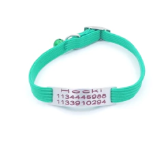 Chapita pasador de gatos+ linea extra + Collar elastizado verde
