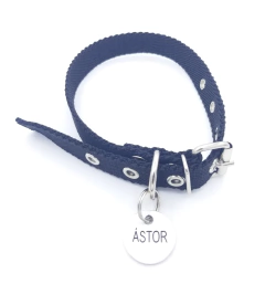 Chapita Miniroda grabada en negro + collar de 2cm de ancho negro