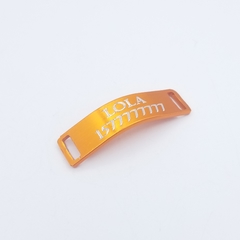 Chapita pasador de gatos anodizada color naranja + collar elastizado negro